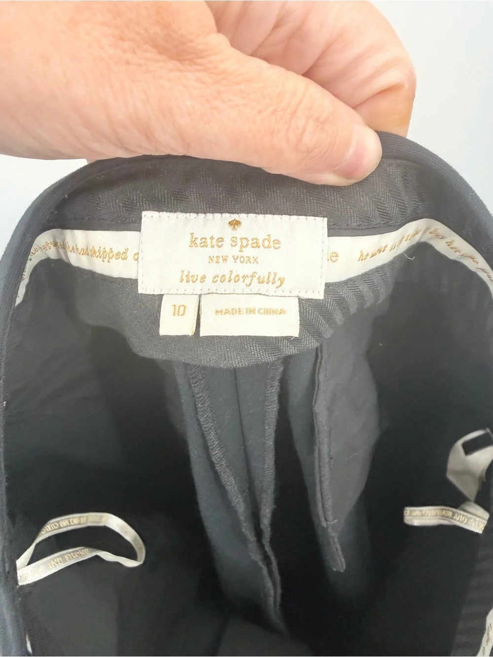 Kate Spade Saturday High Rise Flat Front Ankle Zip Trouser Pants Black Size 10